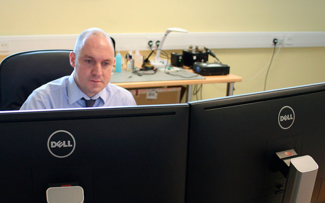 Man looking at computer